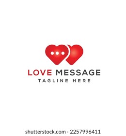 two heart shape logo with love message design