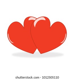 Two Heart shape for Valentine's Day. Vector illustration of a hearts isolated on white background. 