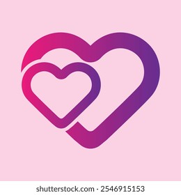 Two heart shape vector icon