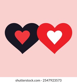 Two heart shape vector icon