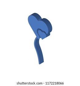 Two Heart shaped balloons isometric left top view 3D icon