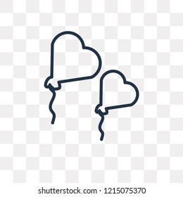 Two Heart Shaped Balloons vector outline icon isolated on transparent background, high quality linear Two Heart Shaped Balloons transparency concept can be used web and mobile