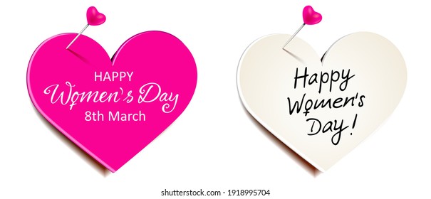 two heart shaped card with pin needles - Happy Women's Day