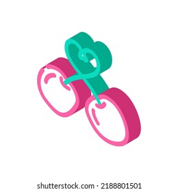 two heart shaped cherries isometric icon vector. two heart shaped cherries sign. isolated symbol illustration