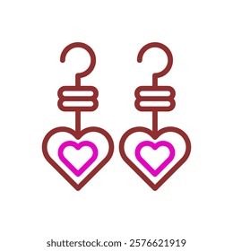 Two heart shaped earrings with hook design vector