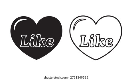 Dos Formas del corazón con texto como uno llenado y uno delineado en un fondo blanco