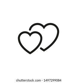 Two Heart Vector Line Icon. Editable stroke