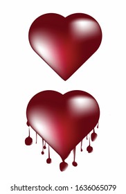 two heart vector with melted moment