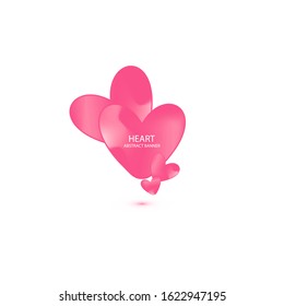 Two Hearts abstract banner collections. Organic or fluid shapes with pastel neon color design. Usable for web, social media, print, banner, backdrop, background template. Valentines day celebration