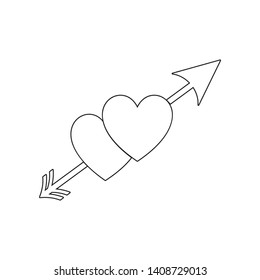 two hearts with an arrow icon. Element of valentine's day, wedding for mobile concept and web apps icon. Outline, thin line icon for website design and development, app development