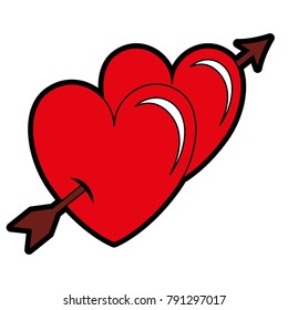 two hearts with arrow love card