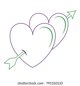 two hearts with arrow love card