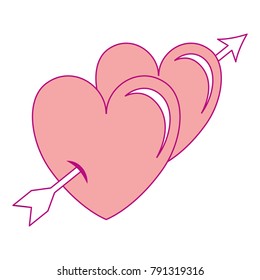 two hearts with arrow love card