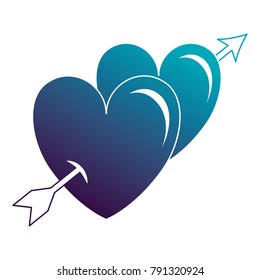 two hearts with arrow love card