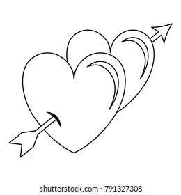 two hearts with arrow love card