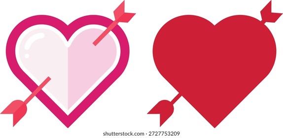 Two hearts with arrows on a white background