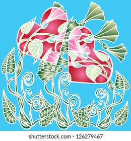 two hearts batik