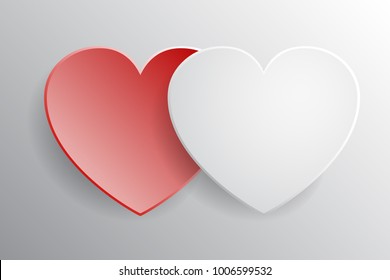 Two hearts, beautiful concept of Valentines day - vector