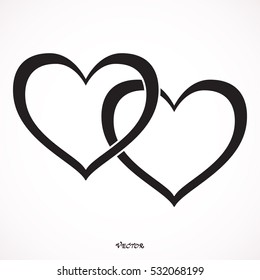 Two Hearts - Black Vector Icon And Ten Icons