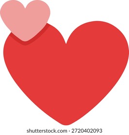 Dos corazones que enlazan el icono, rojo grande y símbolo rosado Pequeño del corazón para la maternidad y la relación romántica, Ilustración vectorial aislada