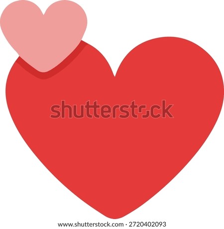 Two hearts bonding icon, big red and small pink heart symbol for motherhood and romantic relationship, isolated vector illustration