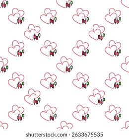 Two Hearts and Candlestick Chart vector Trading concept colored seamless pattern