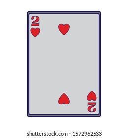 two of of hearts card icon over white background, vector illustration