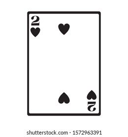 two of of hearts card icon over white background, vector illustration