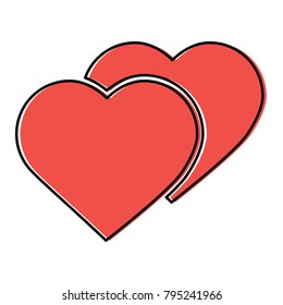 two hearts cartoon icon image 
