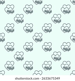 Two Hearts and Chart vector Financial concept thin line seamless pattern