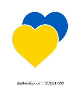 Two hearts in the colors of the Ukrainian flag