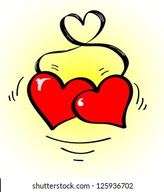 Two hearts connected by a ribbon. Element for
design Valentine's day. Vector
