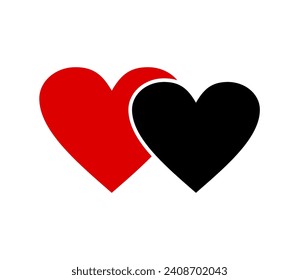 Dos corazones conectados. Icono de dos corazones entrelazados. Elemento de diseño de amor.