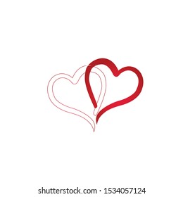 two hearts connected. Valentine day. Love hearts. Stock vector illustration isolated on white background.