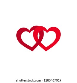 Two hearts connected. vector symbol concept for valentine , couple