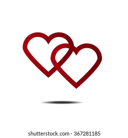 two hearts connected. vector symbol concept for valentine , couple