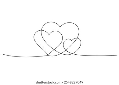 Two Hearts Continuous One Line Drawing Minimalist Illustration