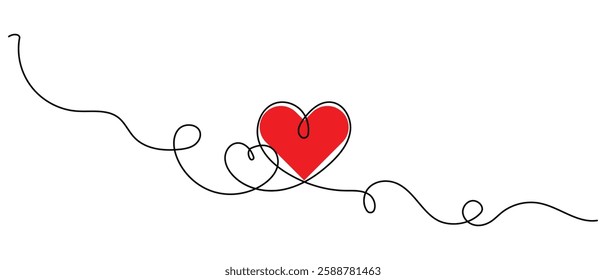 Two Hearts Continuous One Line Drawing. Valentines day concept. Hearts Couple Trendy Minimalist Illustration. Vector illustration