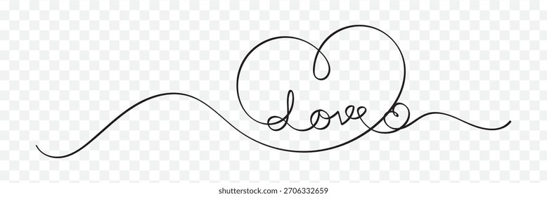 Ilustración vectorial de dibujo de una línea continua de dos corazones. Color rosa. Símbolo de sentimientos, afecto y relación. Color negro. Letras de Vector aisladas sobre fondo blanco. Diseño de la mejor calidad