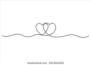 
Dois corações desenho contínuo de uma única linha ilustração vetorial isolado no fundo branco

