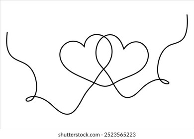 
Two hearts continuous single line art drawing  Vector illustration isolated on white background

