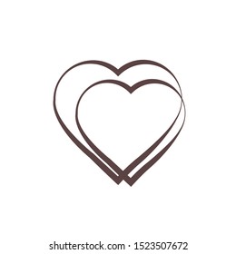 Two hearts contour in different sizes. Icon