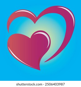Pareja de dos corazones en Ilustración vectorial de amor