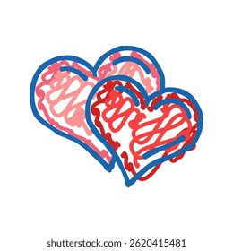 two hearts doodle icon sketch vector. two hearts sign. isolated symbol illustration