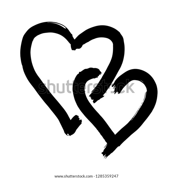 Two Hearts Drawn By Hand Two Stock Vector Royalty Free 1285359247