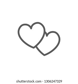 Two hearts f line icon.