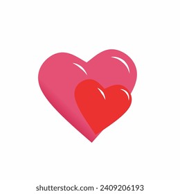 Two hearts in falling in love. Vector illustration isolated on white