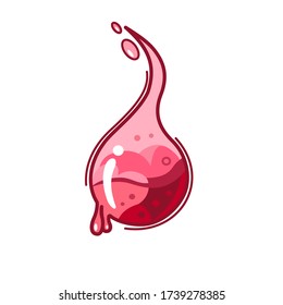 Two hearts floating in a tear. Logo. Vector illustration.