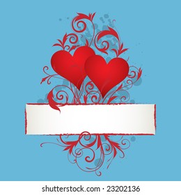 two hearts with floral ornament