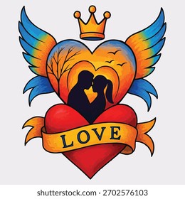 Dos corazones brillando como uno